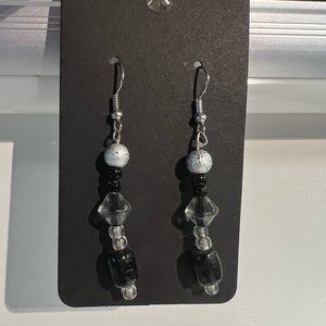 Silver and black beaded dangles